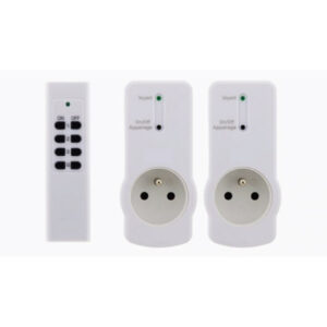 Pack de 2 prises sans fil télécommandées + télécommande