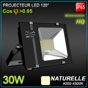 PROJECTEUR LED 30W 4500K 120° 230V 3370Lm BLACK