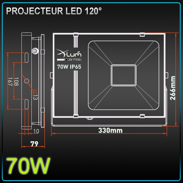 PROJECTEUR LED 80W 4500K 120° 230V 8340Lm BLACK – Image 2