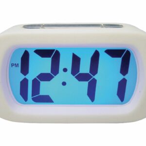 Réveil Quartz Numérique Blanc à piles